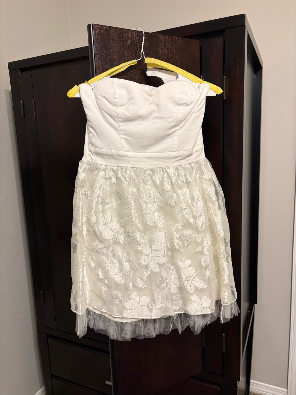 Simply Couture White Floral Lace Tulle Mini Dress Size Small